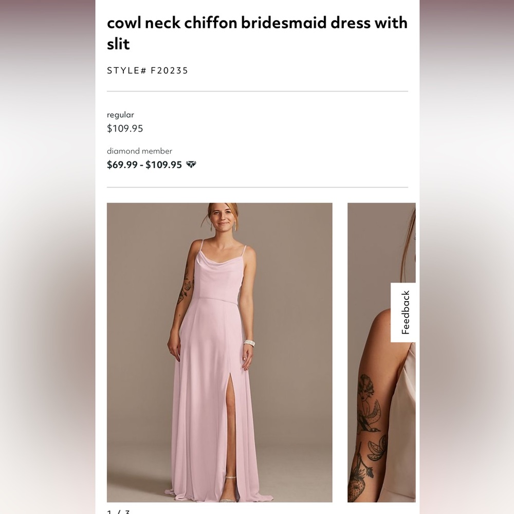 Cowl Neck Chiffon Bridesmaids Dress